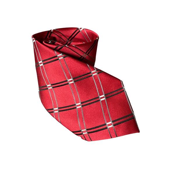 Donald Trump SIGNATURE Collection Gold Bar Red Grey Stripe Men's Silk Tie - Picture 2 of 6